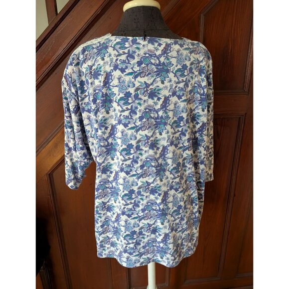 Liz Thomas Plus Womens Floral Button Shoulder Top Size 22 - Picture 3 of 7